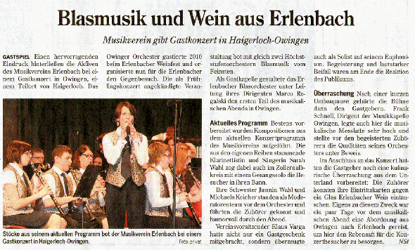 Konzertbericht Neckarsulmer Stimme vom 11. Mai 2012