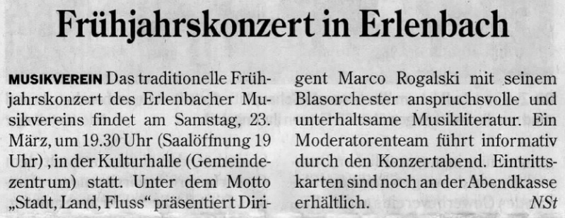 Konzertankündigung Neckarsulmer Stimme  22.03.2013